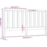  Uzglavlje za krevet crno 186 x 4 x 100 cm od masivne borovine | shoptok.hr