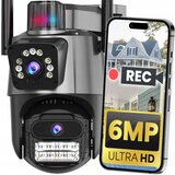 WIFI dvojna brezžična vrtljiva 3MPX Full HD videonadzorna kamera IR PIR LED siva | Shoptok.si