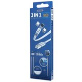 Remax magnetski USB kabel + komplet utikača Lightning / USB tip C / mikro USB 2.1A 1m bijeli | shoptok.hr