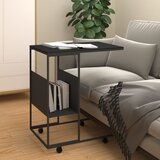 The Living Store Stranska mizica s kolesi črna 55x36x63,5 cm inženirski les - Stranska Mizica, (21421421) Cene