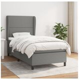  Box spring postelja z vzmetnico temno siva 100x200 cm blago | Shoptok.si