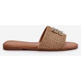 EVENTO Flat Women's Slippers with Weave and Decoration Beige Omenna | shoptok.hr