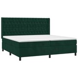 Krevet box spring s madracem LED tamnozeleni 200x200 cm baršun - Tamnozelena 200 x 200 cm Dizajn s gumbima | shoptok.hr