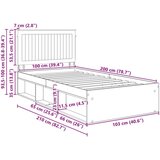  Okvir za krevet Bijelo 100 x 200 cm Čvrsto borovo drvo | shoptok.hr