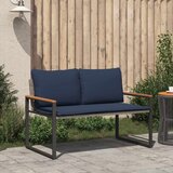  Klupa s jastukom Siva i tamnoplava 115 x 65 x 72 cm Ratan | shoptok.hr