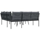 vidaXL Set vrtnih sofa s jastucima crni od čelika i tekstilena | shoptok.hr