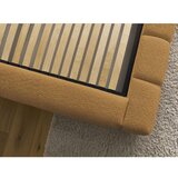 Bobochic Paris Gorčično rumena oblazinjena zakonska postelja s prostorom za shranjevanje z letvenim dnom 160x200 cm Denali – | Shoptok.si