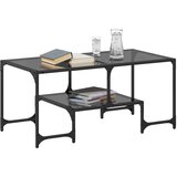  Stolić za kavu s crnom staklenom površinom 98,5x50x45 cm čelik | shoptok.hr