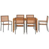  Vrtni set za objed 7 kom. Siva Čvrsto drvo akacije 140 x 80 x 74 cm | shoptok.hr