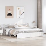 vidaXL Posteljni okvir z vzglavjem brez vzmetnice bel 180x200 cm Cene
