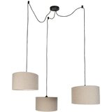 QAZQA Hanglamp zwart met beige teddy stof 35cm 3-lichts - Cava | Shoptok.si