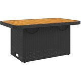vidaXL Vrtna miza črna 90x55x71 cm poli ratan in akacijev les, (21047551) | Shoptok.si