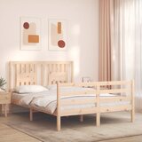 vidaXL Posteljni okvir z vzglavjem 4FT trden les | Shoptok.si