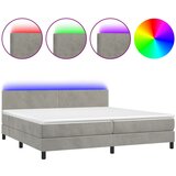 The Living Store Box spring postelja z vzmetnico LED svetlo siva 200x200cm žamet - Box Spring Postelja, (21488476) | Shoptok.si