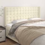  Uzglavlje s ušima krem 203x16x118/128 cm od umjetne kože | shoptok.hr