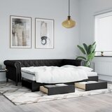 vidaXL Dnevni krevet na razvlačenje crni 90 x 200 cm od umjetne kože Cijene