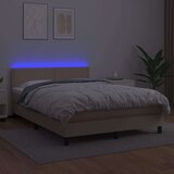  Krevet box spring madrac LED cappuccino 140x190cm umjetna koža | shoptok.hr