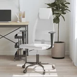 vidaXL Pisarniški stol bela mrežasta tkanina in umetno usnje
