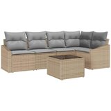  Sjedeća garnitura za vrt 6 kom. Bež i svijetlo siva poliratan 233,5 x 123,5 x 85 cm | shoptok.hr