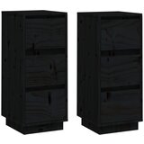 Maison Chic Komoda - Predalnik 2 kosa črna 32x34x75 cm trdna borovina, (21719480) | Shoptok.si