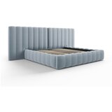 Milo Casa Svijetlo plavi tapecirani bračni krevet s prostorom za pohranu s podnicom 180x200 cm Gina – Cijene