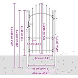 Vrtna vrata s zaključavanjem Woerden Siva 175 x 100 cm Čelik | shoptok.hr