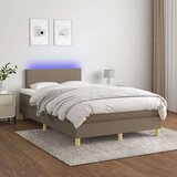 Box spring postelja z vzmetnico LED taupe 120x200 cm blago, (20791478) Cene