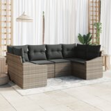 vidaXL 6-delni vrtni kavč z blazinami siva poly ratan | Shoptok.si