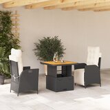 vidaXL 3-dijelni vrtni blagovaonski set s jastucima od poliratana crni | shoptok.hr