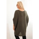 Kesi Włoski Women's Plus Size Sweater with mohair poncho khaki | Shoptok.si