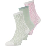 Only Nogavice 'RONJA' svetlo zelena / svetlo roza / off-bela | Shoptok.si