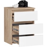 AKORD Cl3/40 Nočna Omarica, 3 Predali, Hrast Sonoma/Bela, (5000332034) | Shoptok.si