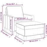  Fotelja s tabureom svjetlosiva 60 cm od tkanine | shoptok.hr