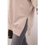 Kesi Women's cotton sweatshirt with a wide hem beige | Shoptok.si