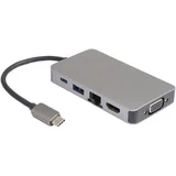 USB-C hub razdelilnik, 6-v-1 USB-C, 2x USB3.0 A, RJ45, HDMI, VGA, (5000117597)