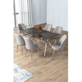 Hanah home trpezarijski set Prah, sto i 6 stolica, antracit ploča Irony, hromirane noge, siva tkanina Babyface | Eponuda.com