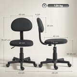  Uredska stolica bez naslona za ruke podesiva visina s kotačićima okretnim za 360° niski naslon crna | shoptok.hr