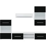  Petodijelni zidni set TV ormarića s LED rasvjetom crni | Eponuda.com