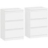 Nesta Set 2 nočnih omaric, bele, s 3 predali, stranski mizici za spalnico in dnevno sobo, 40×30×59,5 cm, (5000493246) Cene
