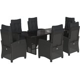  7-dijelni vrtni blagovaonski set s jastucima crni od poliratana Crna | shoptok.hr