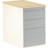 mauser Predalnik, V x G 720 x 800 mm, 2 predala za material, 1 predal za obešalne mape, čista bela / aluminijasto siva / javor | Shoptok.si