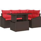 vidaXL Vrtna sedežna garnitura 5 pcs Rjava in rdeča 100 x 55 x 73 cm, (5000020113) | Shoptok.si