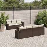  8-dijelni set vrtnih sofa s jastucima smeđi od poliratana | shoptok.hr