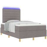  LED Box Spring Krevet Sivo-smeđa 120 x 190 cm tkanina | Eponuda.com