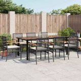  9-dijelni vrtni blagovaonski set s jastucima crni od poliratana Crna Dužina stola 200 cm | Shoptok.si