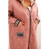 Kesi Włoski Plus Size women's quilted jacket with a hood and sporty cuffs dark powder pink | Shoptok.si