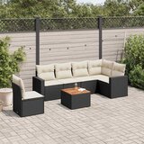  7-dijelni set vrtnih sofa od poliratana s jastucima crni Crna | Shoptok.si
