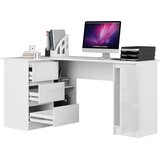 AKORD B20 Kotna Pisalna Miza, Leva Izvedba, Bela V Visokem Sijaju, (5000332998) | Shoptok.si