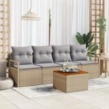 vidaXL set vrtne sofe od 5 komada s jastučićima bež poli ratan akacija | shoptok.hr
