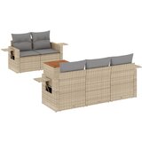 vidaXL Vrtna sedežna garnitura 6-delna z blazinami bež poli ratan, (21057591) | Shoptok.si